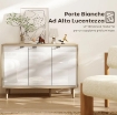 CREDENZA MODERNA A 3 ANTE CON RIPIANO REGOLABILE, 107X35X77 CM, BIANCO LUCIDO E ROVERE