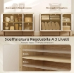 CREDENZA MODERNA A 3 ANTE CON RIPIANO REGOLABILE, 107X35X77 CM, BIANCO LUCIDO E ROVERE