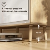 CREDENZA MODERNA A 3 ANTE CON RIPIANO REGOLABILE, 107X35X77 CM, BIANCO LUCIDO E ROVERE
