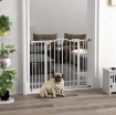 CANCELLINO PER CANI ESTENSIBILE SENZA VITI REGOLABILE DA 74-100 CM ALTO 78 CM IN METALLO, BIANCO