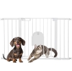 CANCELLETTO PER CANI ESTENSIBILE CON PORTA A CHIUSURA AUTOMATICA, IN METALLO E ABS, 75-131X76 CM, BIANCO