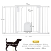 CANCELLETTO PER CANI ESTENSIBILE CON PORTA A CHIUSURA AUTOMATICA, IN METALLO E ABS, 75-131X76 CM, BIANCO