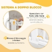 CANCELLETTO PER CANI ESTENSIBILE CON PORTA A CHIUSURA AUTOMATICA, IN METALLO E ABS, 75-131X76 CM, BIANCO