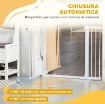 CANCELLETTO PER CANI ESTENSIBILE CON PORTA A CHIUSURA AUTOMATICA, IN METALLO E ABS, 75-131X76 CM, BIANCO