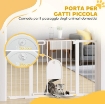 CANCELLETTO PER CANI ESTENSIBILE CON PORTA A CHIUSURA AUTOMATICA, IN METALLO E ABS, 75-131X76 CM, BIANCO