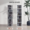 SCAFFALE PORTA CD CON 6 RIPIANI REGOLABILI, CAPACITÀ DI 260 CD/120 DVD, 33X24X140 CM, BIANCO