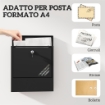 CASSETTA POSTALE A MURO IN METALLO CON FINESTRELLA E SERRATURA 30X8.5X32.5 CM GRIGIO CARBONE