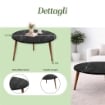 TABLE TAVOLINO TONDO DA CAFFÈ CON PIANO AD EFFETTO MARMO NERO DA 75 CM 