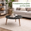 TABLE TAVOLINO TONDO DA CAFFÈ CON PIANO AD EFFETTO MARMO NERO DA 75 CM 