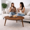 TABLE TAVOLINO TONDO DA CAFFÈ CON PIANO IN LEGNO DA 75 CM 