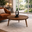 TABLE TAVOLINO TONDO DA CAFFÈ CON PIANO IN LEGNO DA 75 CM 