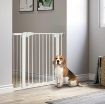 CANCELLETTO PER CANI TAGLIA PICCOLA E MEDIA CON DOPPIA SERRATURA E CHIUSURA AUTOMATICA, 76-103X4.2X77 CM, BIANCO