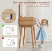 TAVOLO DA TRUCCO CON SPECCHIO A LUCI LED E SPAZIO CONTENITORE IN LEGNO, 100X40X87 CM