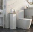 MOBILE BAGNO PORTA CARTA IGIENICA SALVASPAZIO CON ARMADIETTO E MENSOLA REGOLABILE, 18X20X80 CM, BIANCO