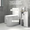 MOBILE BAGNO PORTA CARTA IGIENICA SALVASPAZIO CON ARMADIETTO E MENSOLA REGOLABILE, 18X20X80 CM, BIANCO