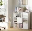 LIBRERIA A CUBI CON 6 SEZIONI APERTE E 3 CHIUSE, IN LEGNO BIANCO, 106X24X95 CM