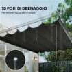 TETTUCCIO DI RICAMBIO PER GAZEBO DA GIARDINO CON 10 FORI, COPERTURA IN POLIESTERE TRASPIRANTE, GRIGIO