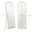 SPECCHIO DA TERRA E PARETE MODERNO IN LEGA DI ALLUMINIO CON SUPPORTO PIEGHEVOLE, 50X170CM, ORO