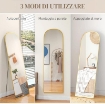 SPECCHIO DA TERRA E PARETE MODERNO IN LEGA DI ALLUMINIO CON SUPPORTO PIEGHEVOLE, 50X170CM, ORO