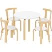 SET TAVOLO E SEDIE PER BAMBINI 3-8 ANNI 5 PZ CON BORDI ARROTONDATI IN LEGNO BIANCO