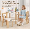 SET TAVOLO E SEDIE PER BAMBINI 3-8 ANNI 5 PZ CON BORDI ARROTONDATI IN LEGNO BIANCO