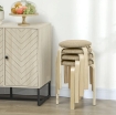 SET 4 SGABELLI IMPILABILI E IMBOTTITI CON RIVESTIMENTO IN TESSUTO E GAMBE IN LEGNO, CACHI
