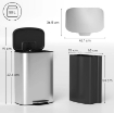PATTUMIERA A PEDALE DA 50L CON COPERCHIO AMMORTIZZATO, APERTURA A 90¦ E SECCHIO RIMOVIBILE, ACCIAIO INOX, GRIGIO