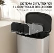 PATTUMIERA A PEDALE DA 50L CON COPERCHIO AMMORTIZZATO, APERTURA A 90¦ E SECCHIO RIMOVIBILE, ACCIAIO INOX, GRIGIO