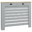 COPRITERMOSIFONE IN MDF A DOGHE, COPRICALORIFERO A GRIGLIA CON 2 CASSETTI, 111X19X95.5 CM, GRIGIO
