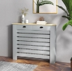 COPRITERMOSIFONE IN MDF A DOGHE, COPRICALORIFERO A GRIGLIA CON 2 CASSETTI, 111X19X95.5 CM, GRIGIO