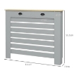 COPRITERMOSIFONE IN MDF A DOGHE, COPRICALORIFERO A GRIGLIA CON 2 CASSETTI, 111X19X95.5 CM, GRIGIO