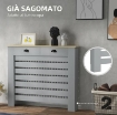 COPRITERMOSIFONE IN MDF A DOGHE, COPRICALORIFERO A GRIGLIA CON 2 CASSETTI, 111X19X95.5 CM, GRIGIO