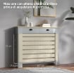 COPRITERMOSIFONE IN MDF A DOGHE, COPRICALORIFERO A GRIGLIA CON 2 CASSETTI, 111X19X95.5 CM, GRIGIO