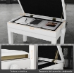 SGABELLO PIANOFORTE REGOLABILE CON VANO PORTAOGGETTI E SEDUTA IMBOTTITA, 54.5X33X48-58 CM, BIANCO