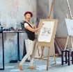 CAVALLETTO PER PITTURA TREPPIEDE CON SUPPORTO PER TELA REGOLABILE IN LEGNO DI FAGGIO, 65X68X174-230 CM