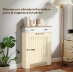 COPRITERMOSIFONE A DOGHE ANTIRIBALTAMENTO CON CASSETTO, IN LEGNO, 78X19X97 CM, BIANCO