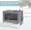 LETTIERA PER GATTI CHIUSA CON COPERCHIO E DOPPIA ENTRATA, CASSETTO ESTRAIBILE, PALETTA E SPAZZOLA, GRIGIO