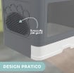 LETTIERA PER GATTI CHIUSA CON COPERCHIO E DOPPIA ENTRATA, CASSETTO ESTRAIBILE, PALETTA E SPAZZOLA, GRIGIO