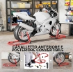CAVALLETTO MOTO ANTERIORE E POSTERIORE CON CAPACITÓ 390 KG, FORCELLE A U E L, ROTELLE E CUSCINETTI ANTISCIVOLO, ROSSO