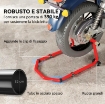 CAVALLETTO MOTO ANTERIORE E POSTERIORE CON CAPACITÓ 390 KG, FORCELLE A U E L, ROTELLE E CUSCINETTI ANTISCIVOLO, ROSSO