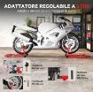 CAVALLETTO MOTO ANTERIORE E POSTERIORE CON CAPACITÓ 390 KG, FORCELLE A U E L, ROTELLE E CUSCINETTI ANTISCIVOLO, ROSSO