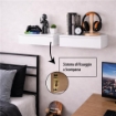 MENSOLA CON CASSETTO DA PARETE SISTEMA REGGIMENSOLA A SCOMPARSA COLORE BIANCO IN LEGNO MDF 40X24X10 CM