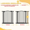 CANCELLETTO PER CANI ESTENSIBILE CON 2 BLOCCHI E CHIUSURA AUTOMATICA IN METALLO E PLASTICA 74-87X78 CM NERO