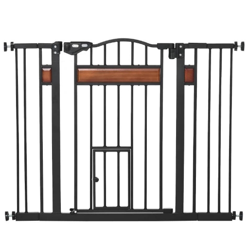 CANCELLETTO PER CANI DI TAGLIA MEDIA E PICCOLA CON CHIUSURA AUTOMATICA, 74-105X76.2 CM, NERO