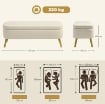 PANCA CONTENITORE DA 65L IN TESSUTO TEDDY E GAMBE IN LEGNO, 120X42X45 CM, BEIGE