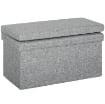 PANCA CONTENITORE PIEGHEVOLE CON SCHIENALE E VANO DA 77L, RIVESTIMENTO IN TESSUTO, 76X50X73 CM, GRIGIO