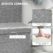 PANCA CONTENITORE PIEGHEVOLE CON SCHIENALE E VANO DA 77L, RIVESTIMENTO IN TESSUTO, 76X50X73 CM, GRIGIO