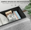 PANCA CONTENITORE PIEGHEVOLE CON SCHIENALE E VANO DA 77L, RIVESTIMENTO IN TESSUTO, 76X50X73 CM, GRIGIO