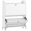 MOBILE SCARPIERA SLIM CON 2 CASSETTI A RIBALTA E RIPIANI REGOLABILI, IN LEGNO E METALLO, 80X24X101 CM, BIANCO