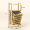 Mobile Bagno a Doghe con Cesto Portabiancheria e Armadietto, in Bamb¨ e Poliestere, 40x30x95 cm, Grigio e Legno